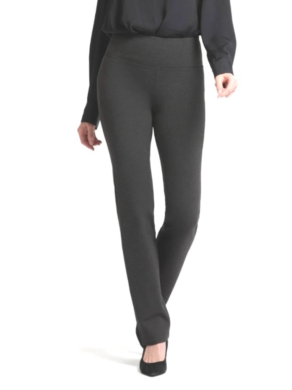 NYDJ SCULPT-HER PULL ON STRAIGHT LEG PANTS CHARCOAL HEATHER GRAY LIFTxTUCK  SzS